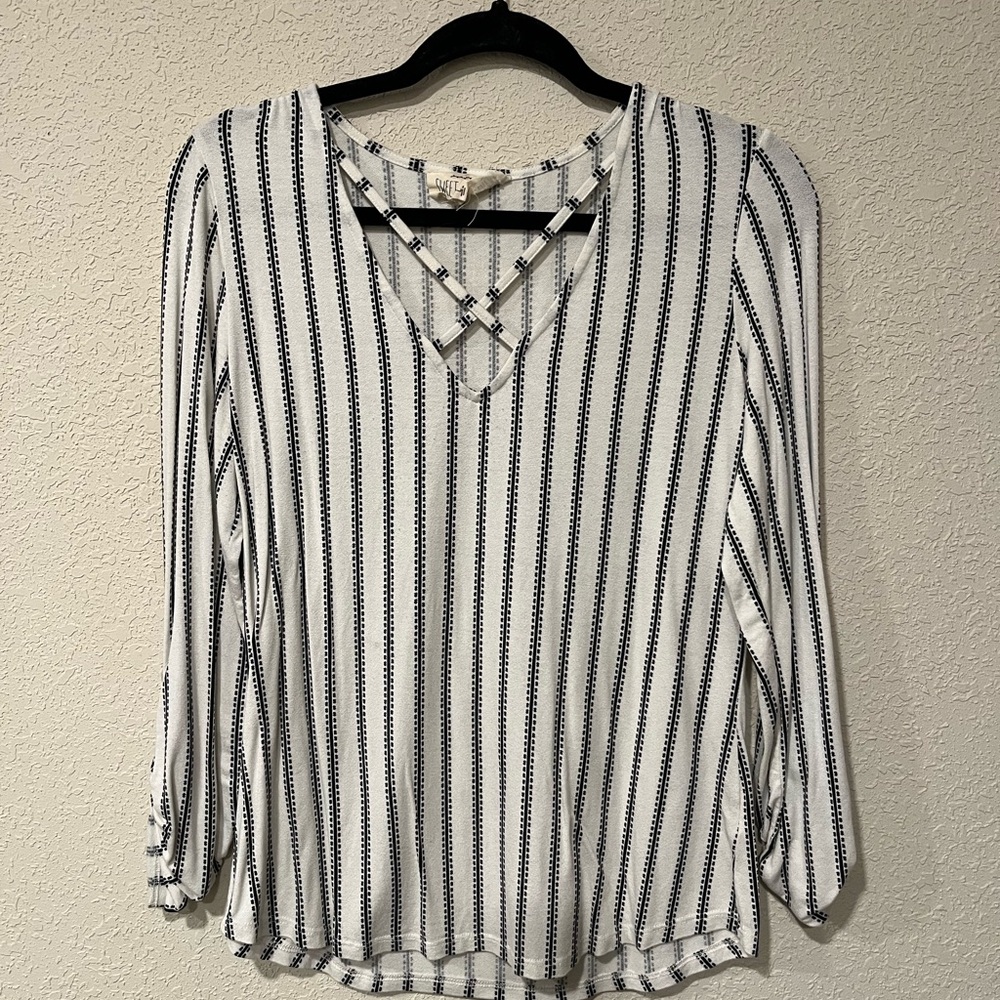 Sweet Wanderer Black and White Striped Blouse